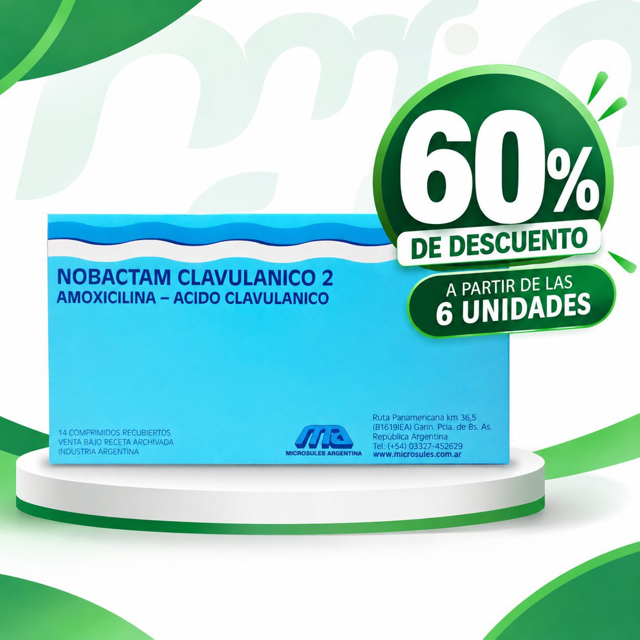 Nobactam Clavulánico 2 *14 comprimidos [x6 CAJAS]