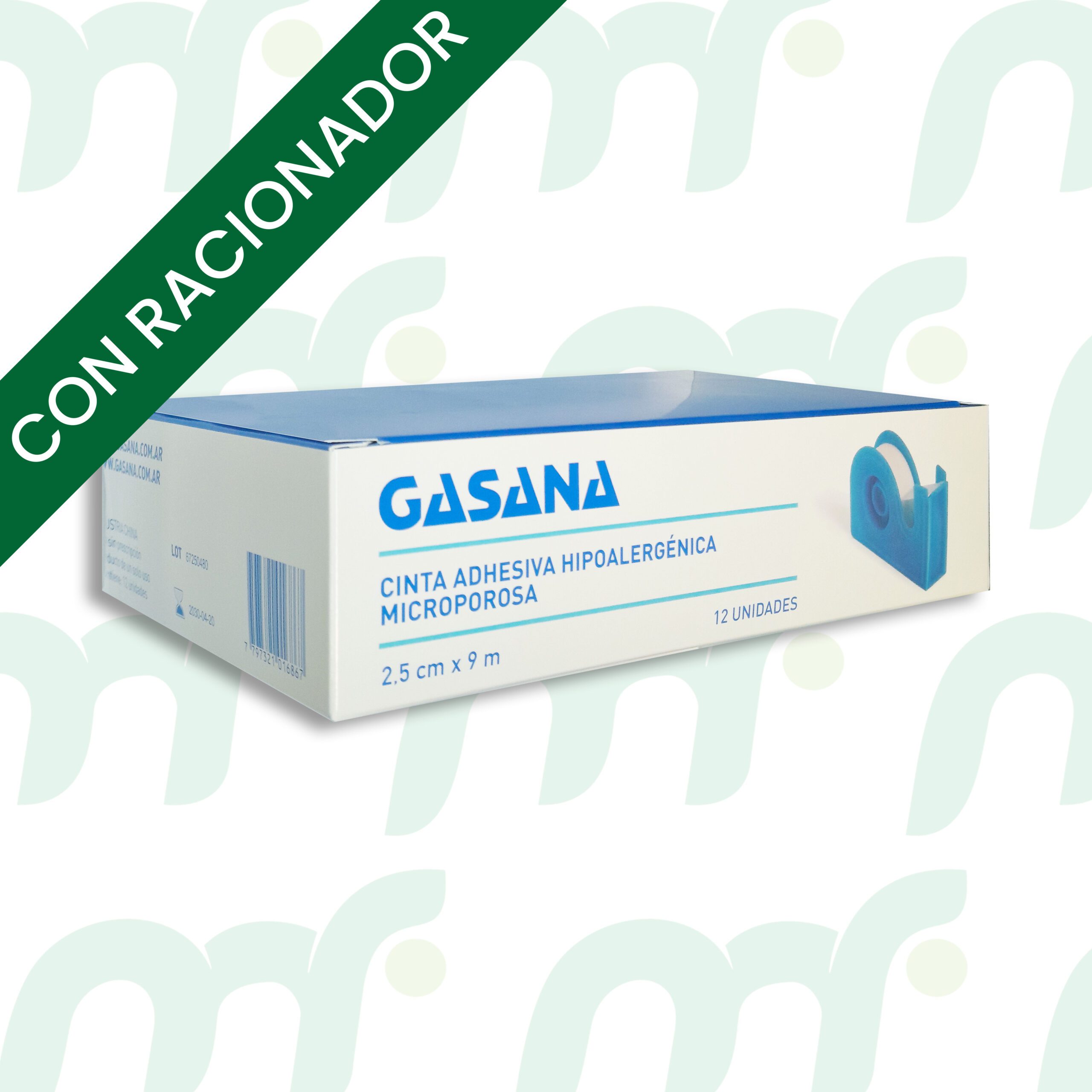 Cinta adhesiva hipoalergénica microporosa *2,5cm x 9m (12 rollos)